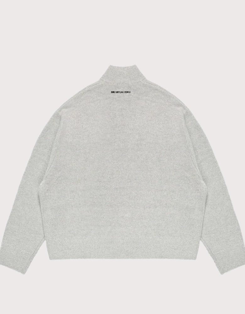 Oversized Fit Mohair Blend Knit Track Jacket