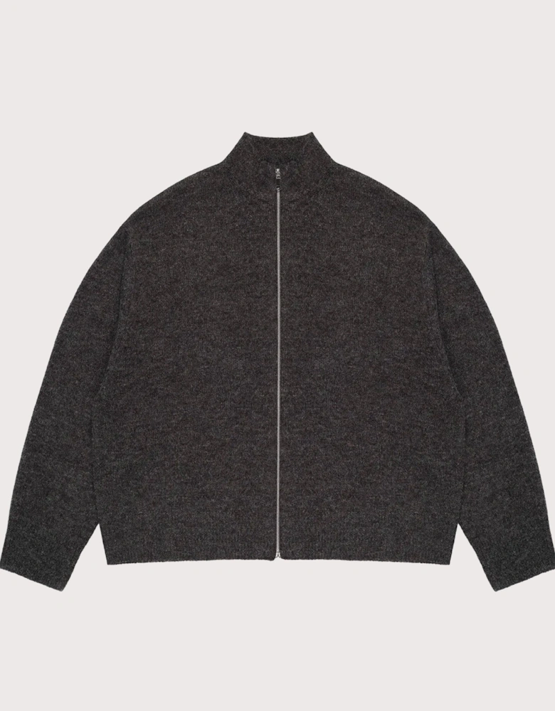 Oversized Fit Mohair Blend Knit Track Jacket