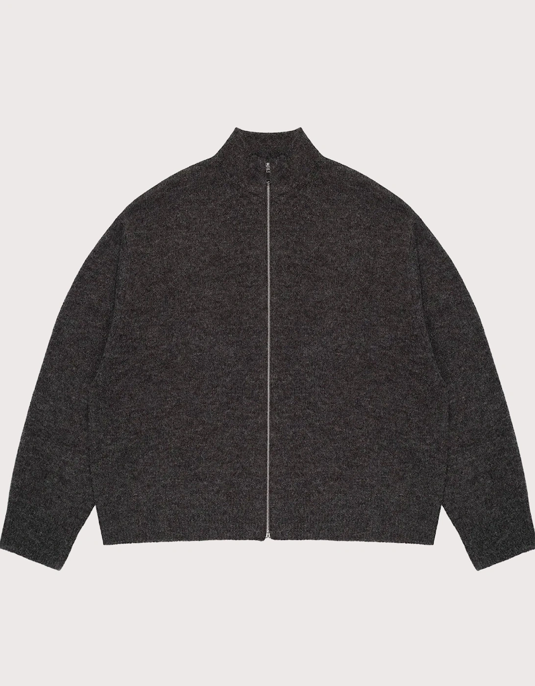 Oversized Fit Mohair Blend Knit Track Jacket, 6 of 5