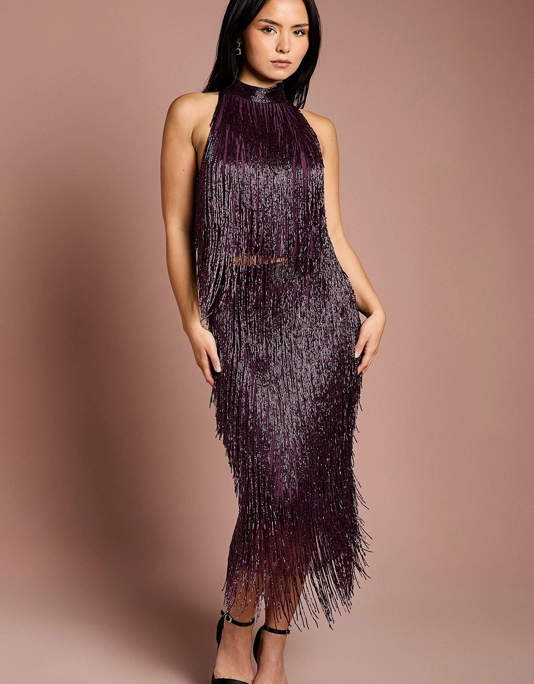 Petite Fringe Embellished Midi Skirt, 2 of 1