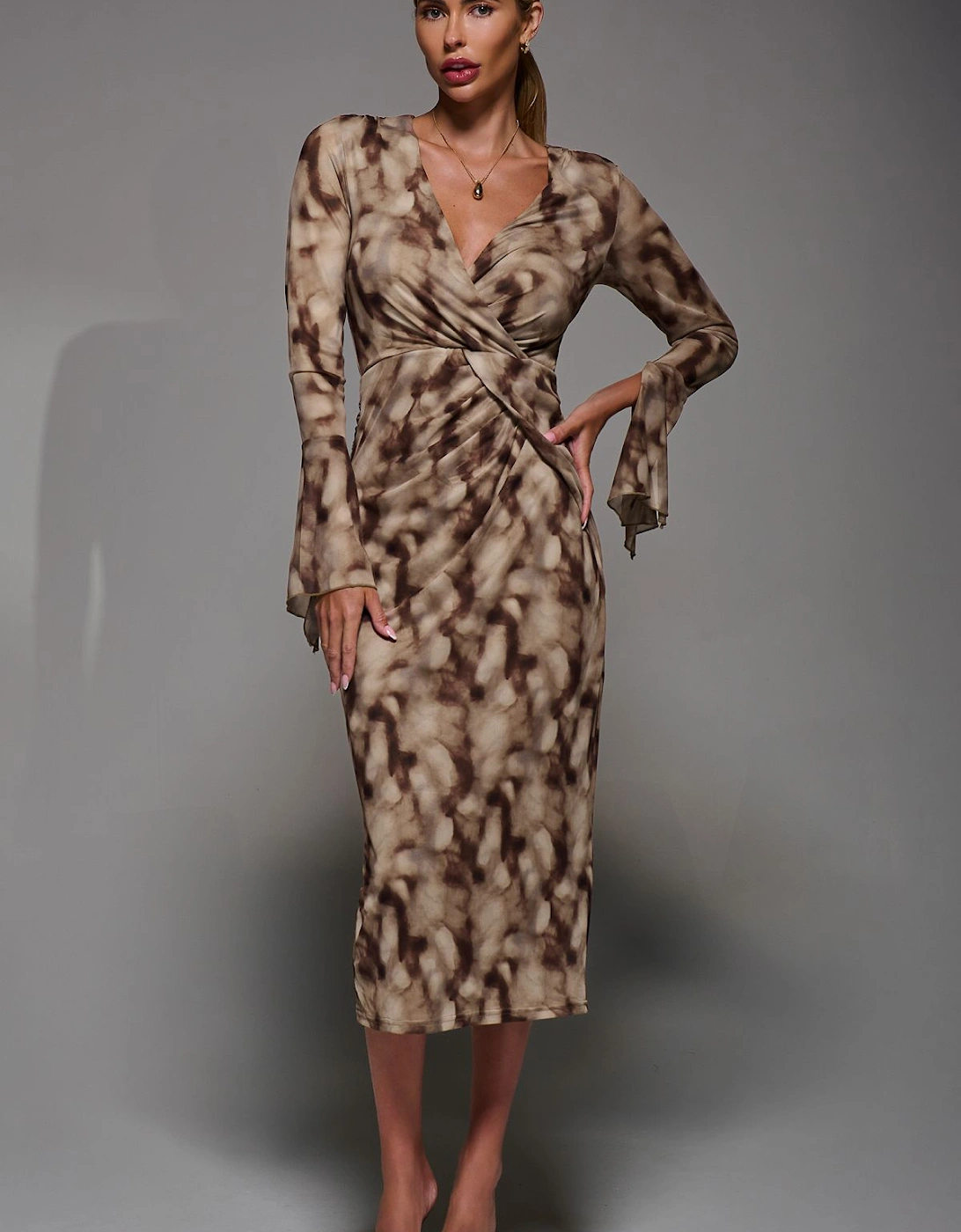 Long Sleeve Mesh Bodycon Dress, 2 of 1