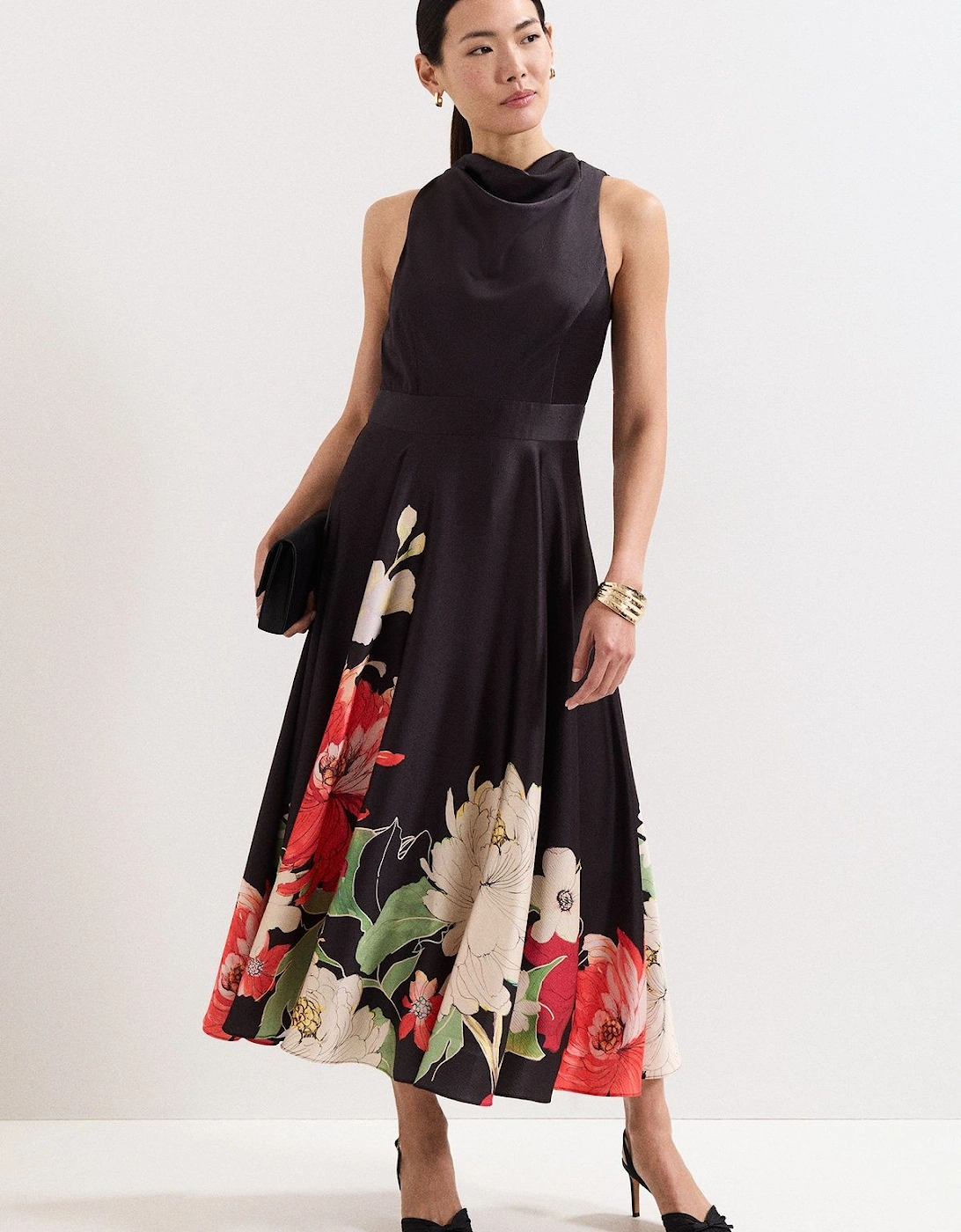 Satin Printed Midi Dress, 2 of 1