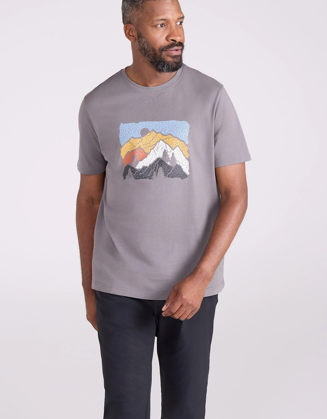 Mountain Warehouse Men's Blue Linear Organic T-Shirt - Size: 44