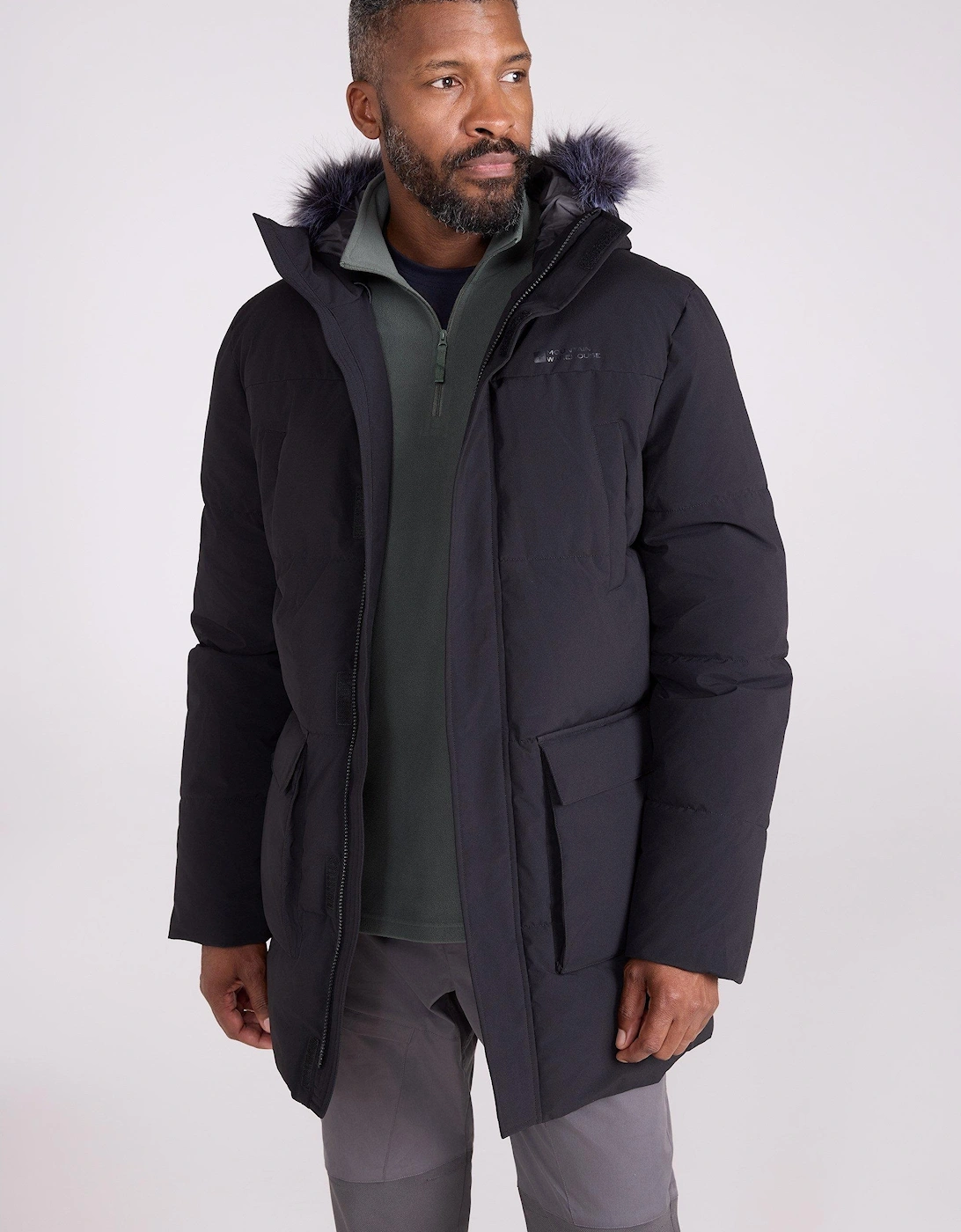 Men's Mountain Warehouse Mens Fern Water Resistant Padded Parka - Black - Size: 38/Regular