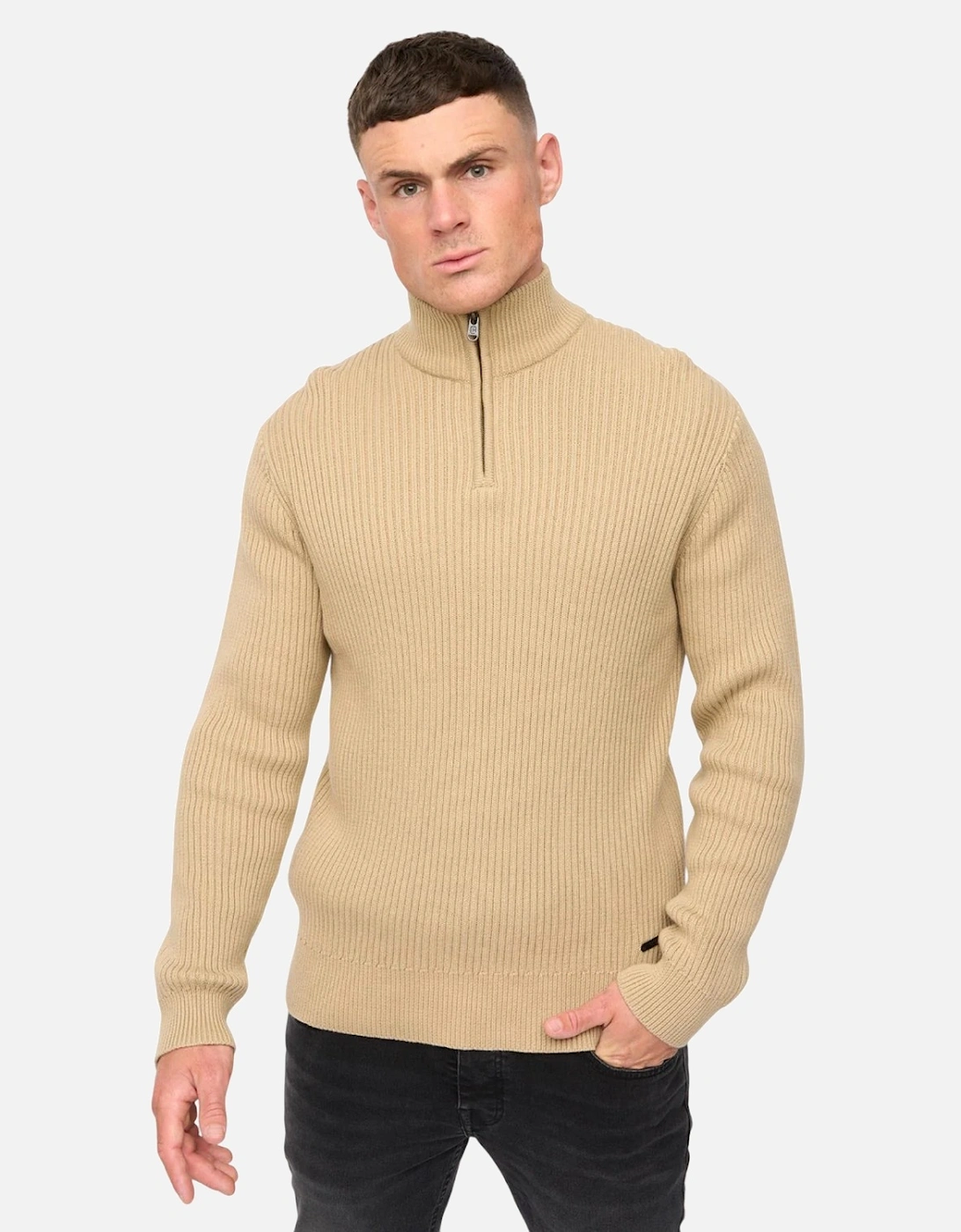 Mens Havaline Knitted Quarter Zip Pullover, 6 of 5