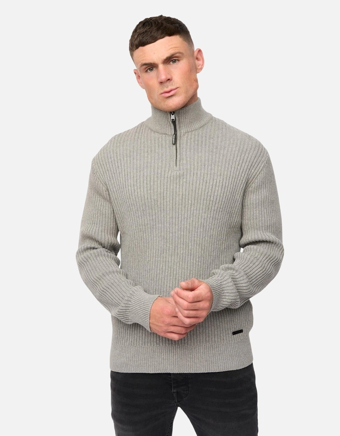 Mens Havaline Knitted Quarter Zip Pullover, 6 of 5
