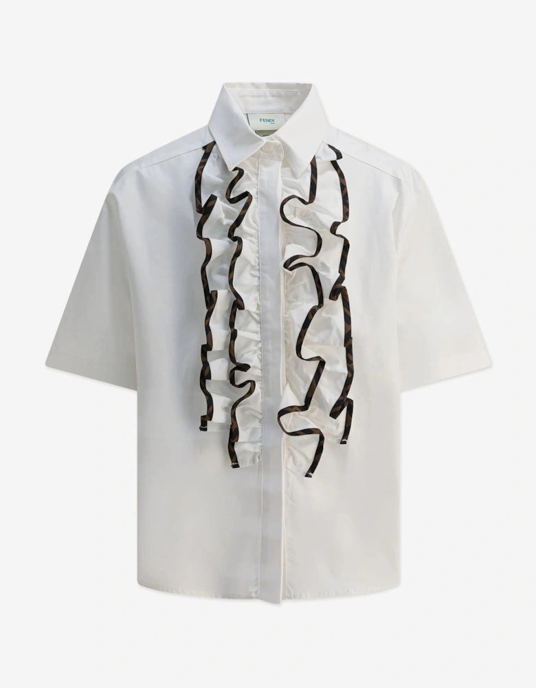 Girls Cotton Ruffle Blouse in White