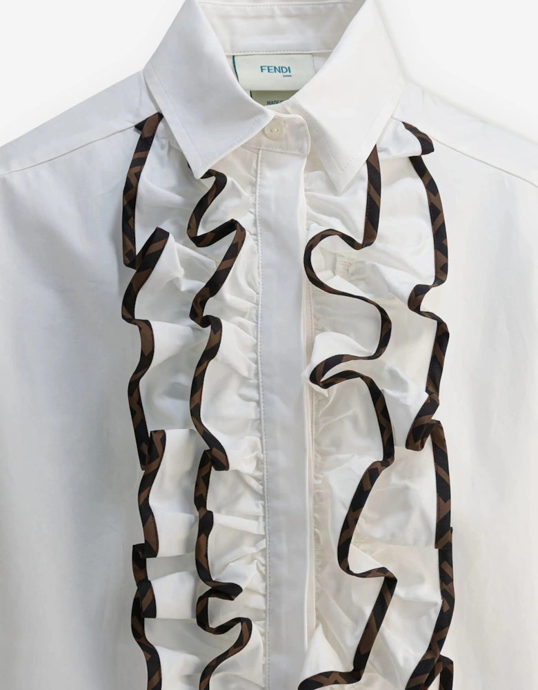 Girls Cotton Ruffle Blouse in White