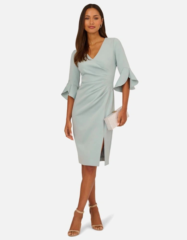 Scuba Faux Wrap Midi Dress
