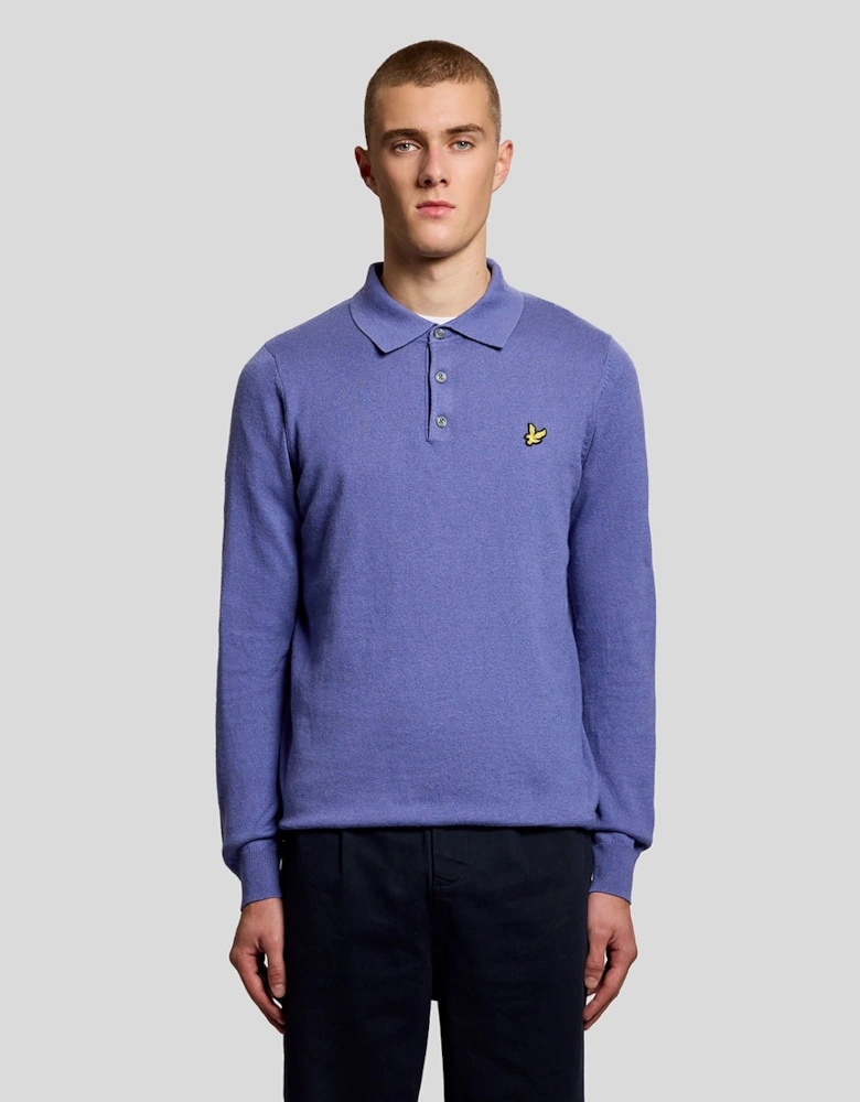 Merino Blend Long Sleeve Polo Shirt