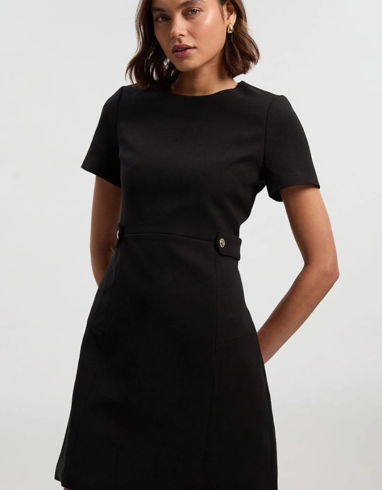Petite Compact Stretch Essential Waist Tab Detail Tailored Mini Dress