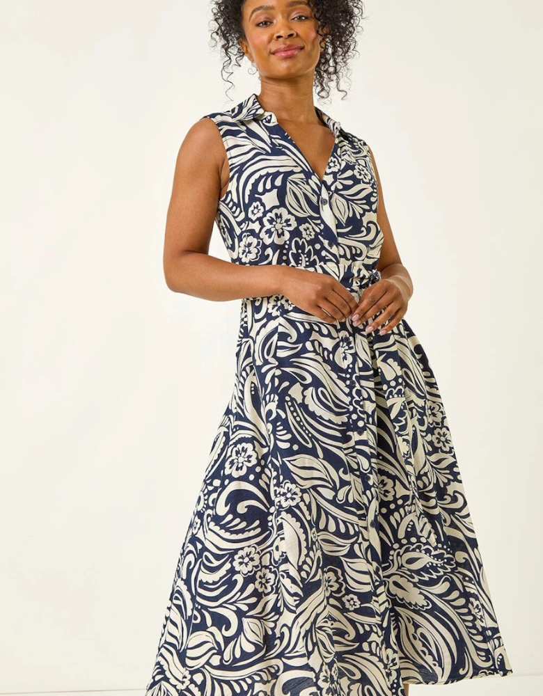 Petite Abstract Midi Shirt Dress