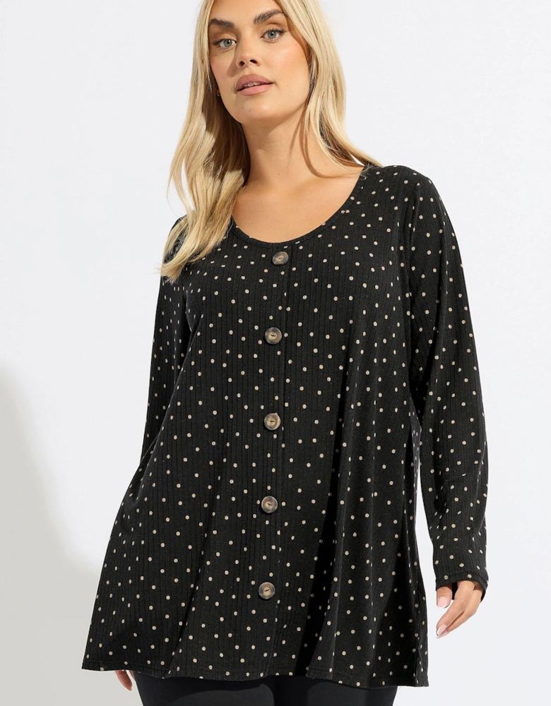Polka Dot Ribbed Swing Top