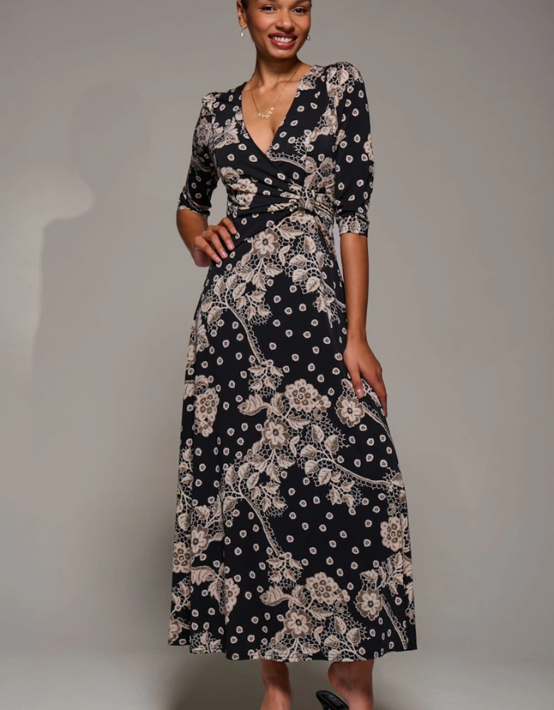 Jersey Ruched Waist Fit & Flare Maxi Dress