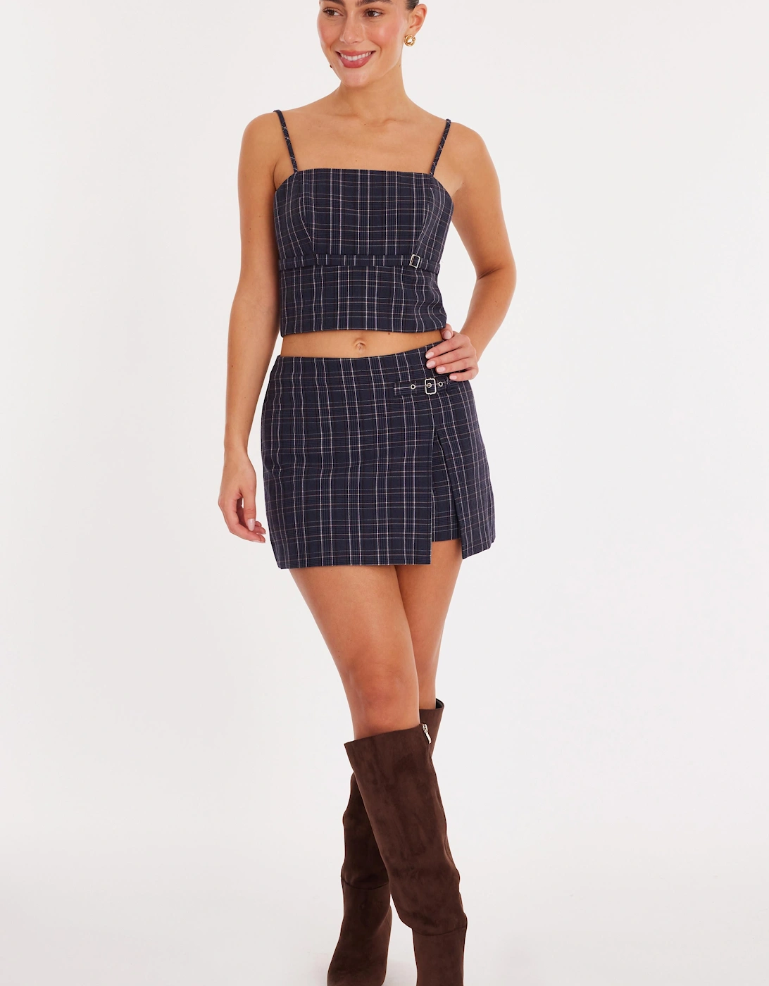 Blue Checked Buckle Detail Skort, 2 of 1