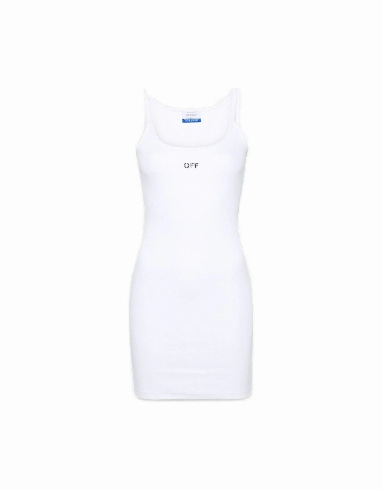 Off Stamp Rib Basic Tank Dress White
