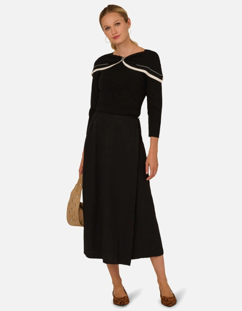 Off The Shoulder Tipped Big Bow Tie Long Sleeve Sweater