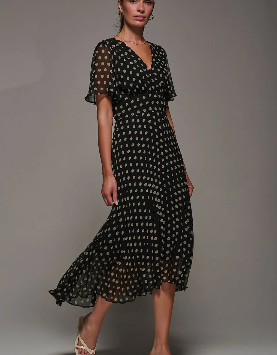 Chiffon Pleated Dip Hem Maxi Dress, 2 of 1