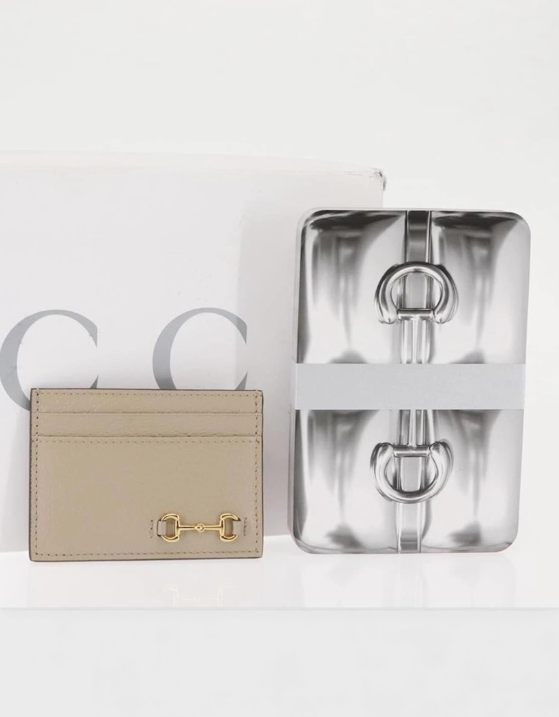 Horsebit Card Case & Playing Cards Set Silver