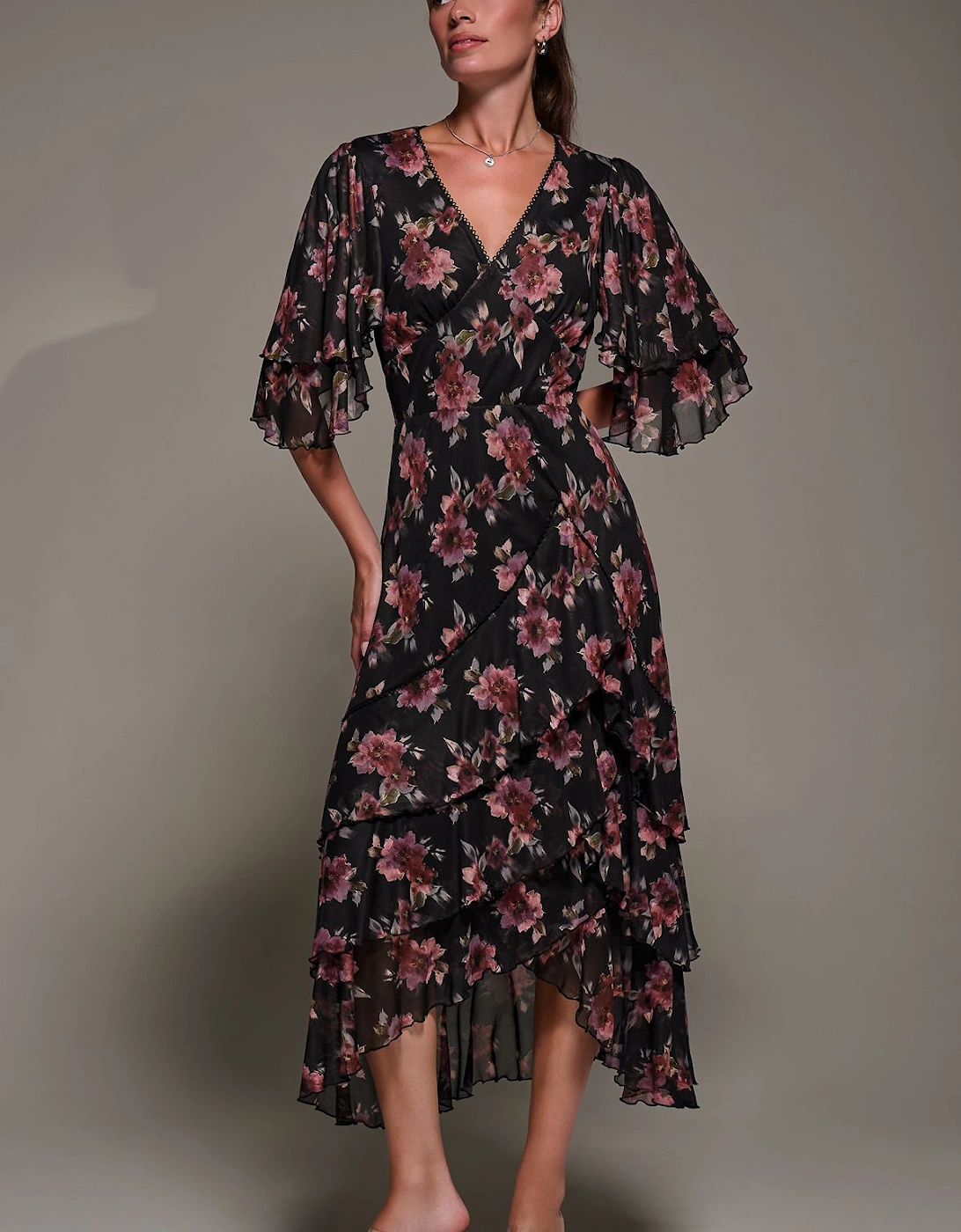 Frill Trim Mesh Maxi Dress, 2 of 1