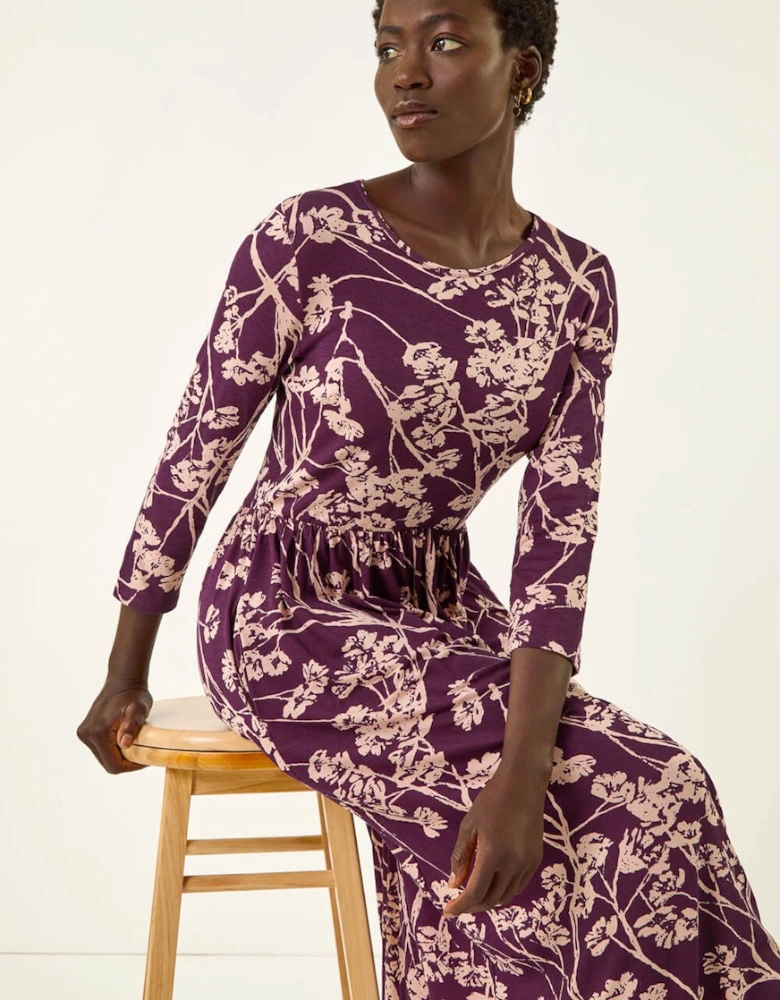 Shadow Floral Stretch Midi Dress