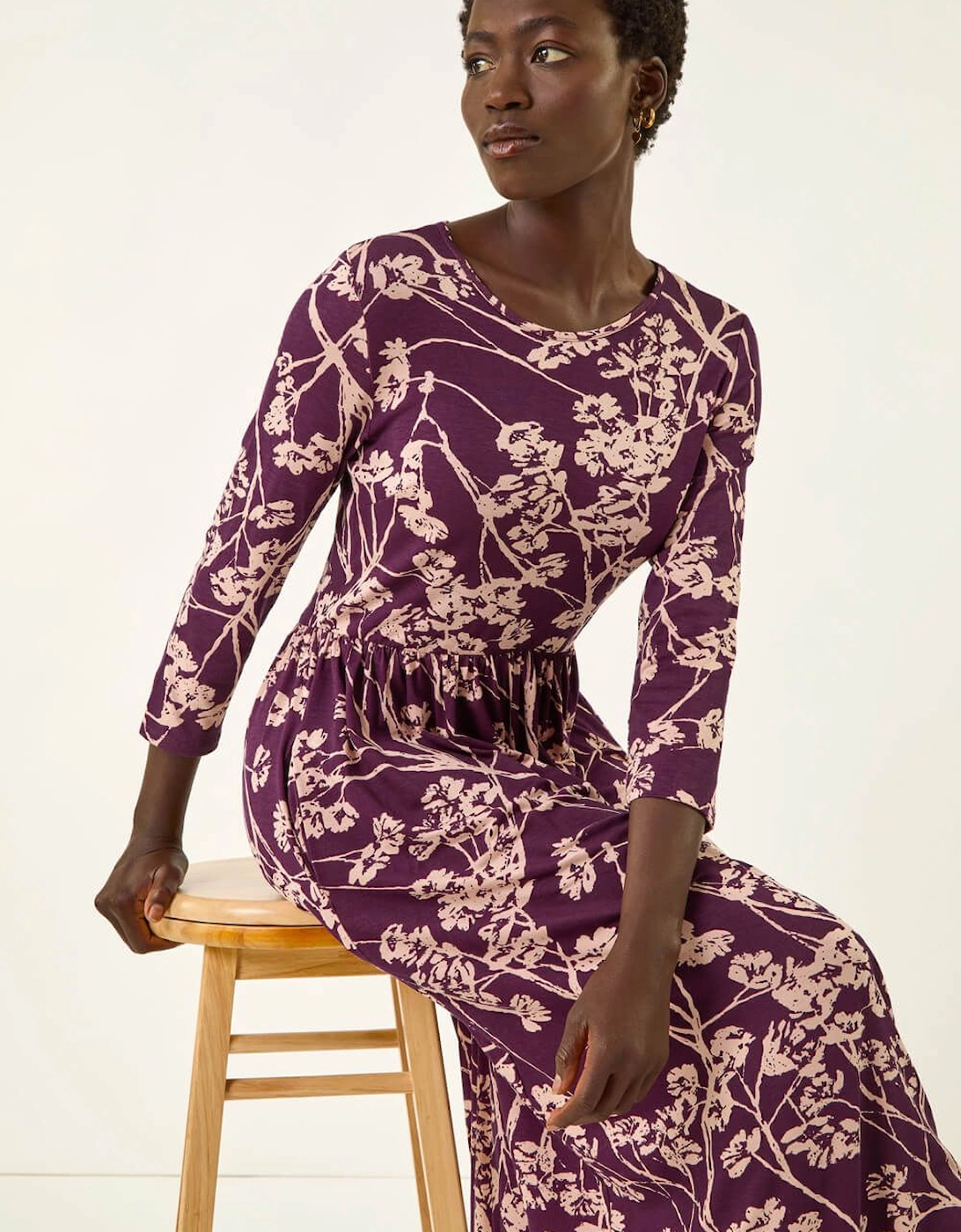 Shadow Floral Stretch Midi Dress, 2 of 1