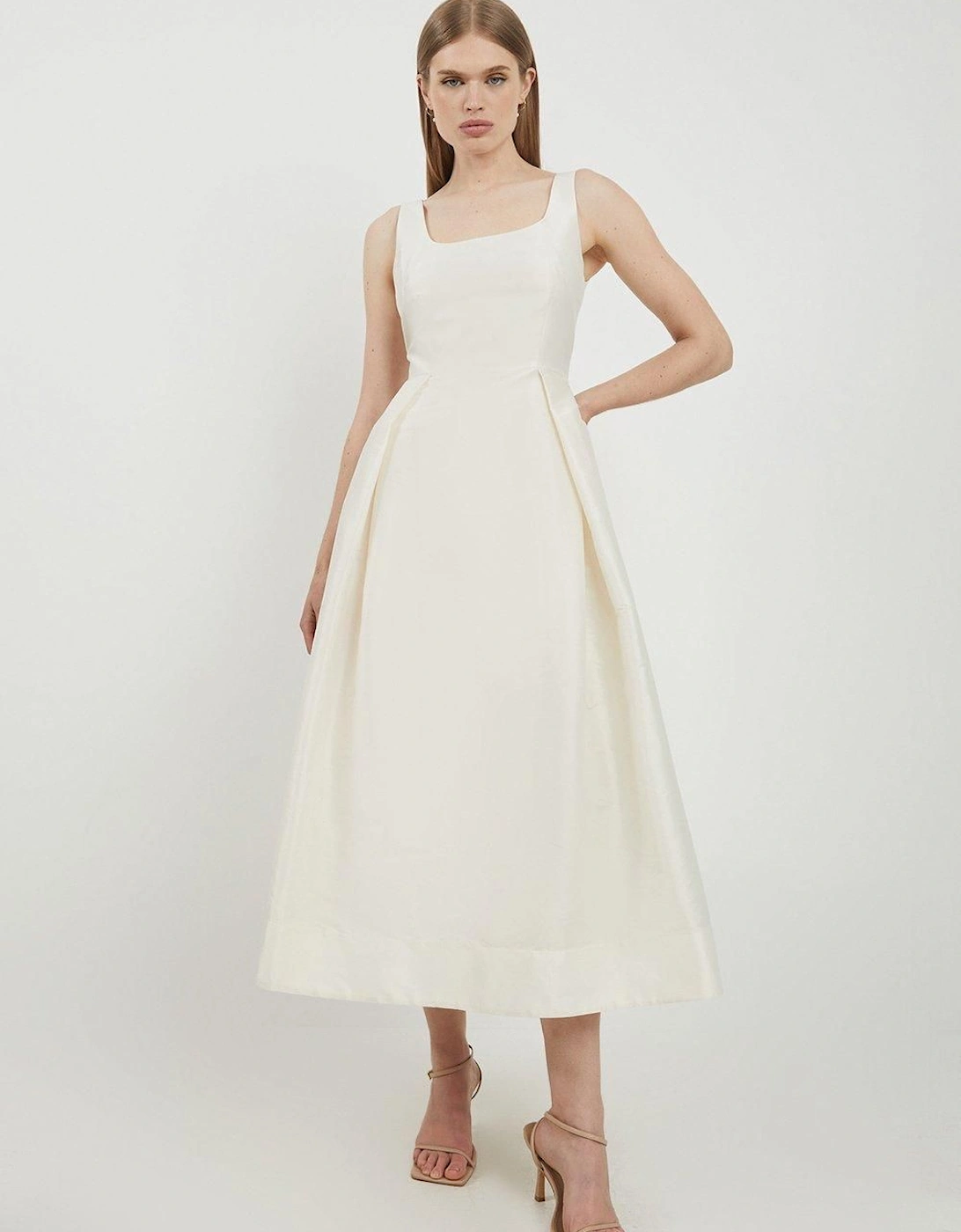 Petite Taffeta Full Skirt Tailored Midi Dress, 2 of 1