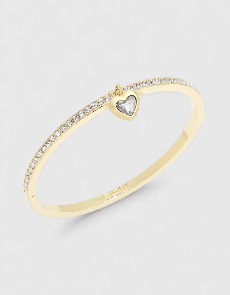 Gold Heart Charm Bangle