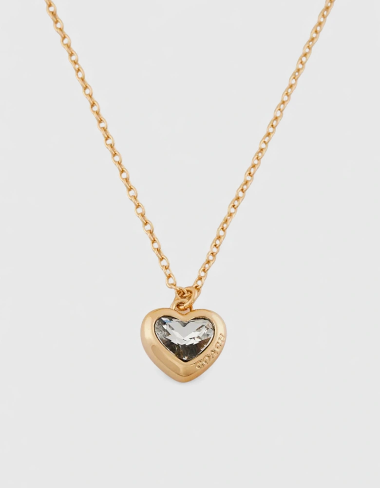 Gold Tone Embellished Heart Necklace