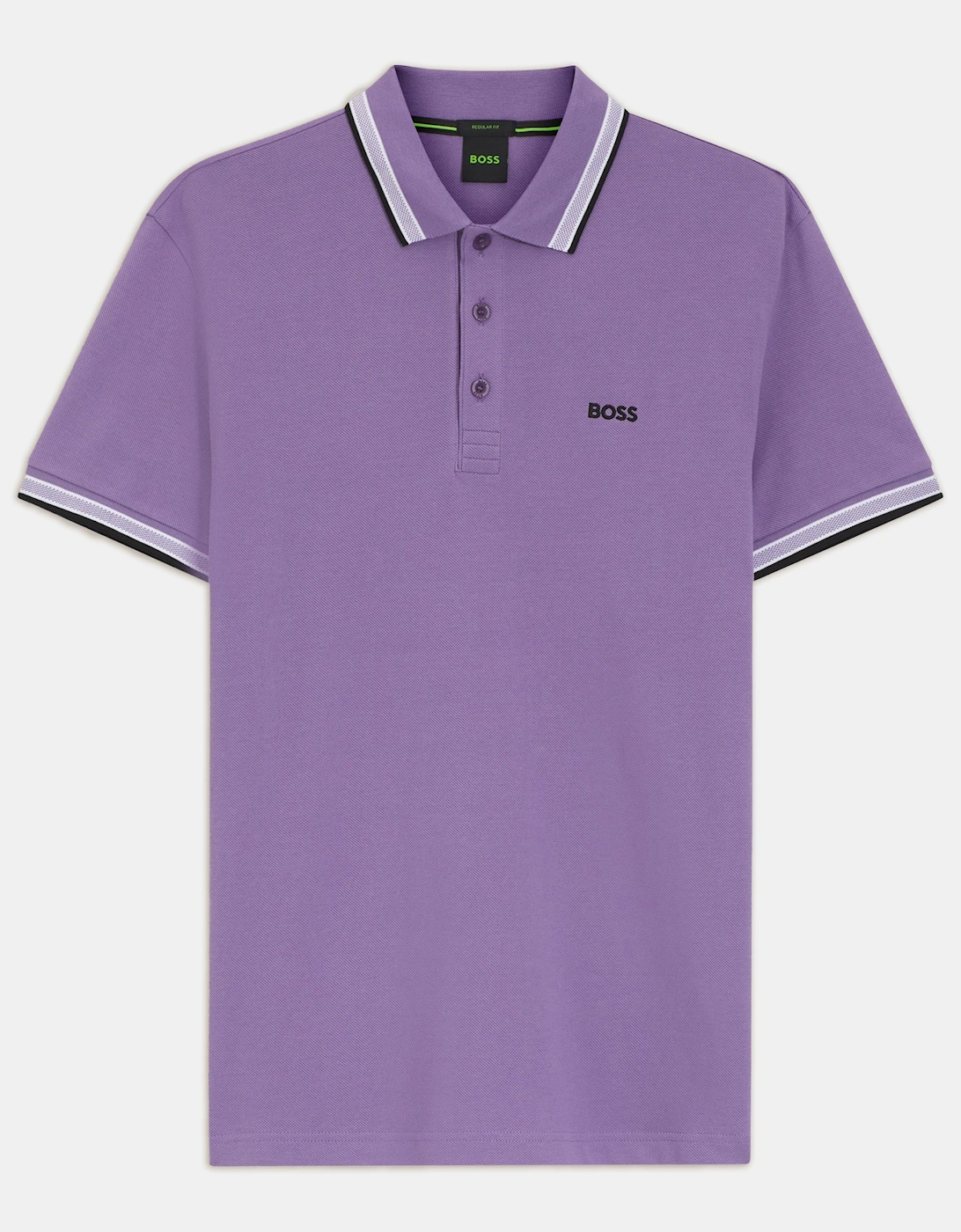 BOSS Green Paddy Mens Cotton-Piqué Polo Shirt with Contrast Logo - Bright Purple 521, 2 of 1