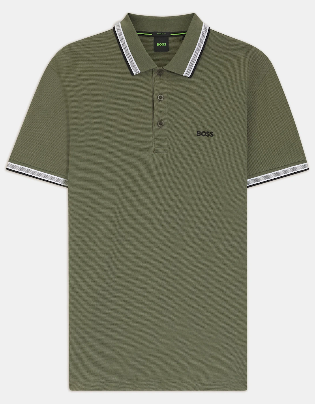 BOSS Green Paddy Mens Cotton-Piqué Polo Shirt with Contrast Logo - Dark Beige 258, 2 of 1