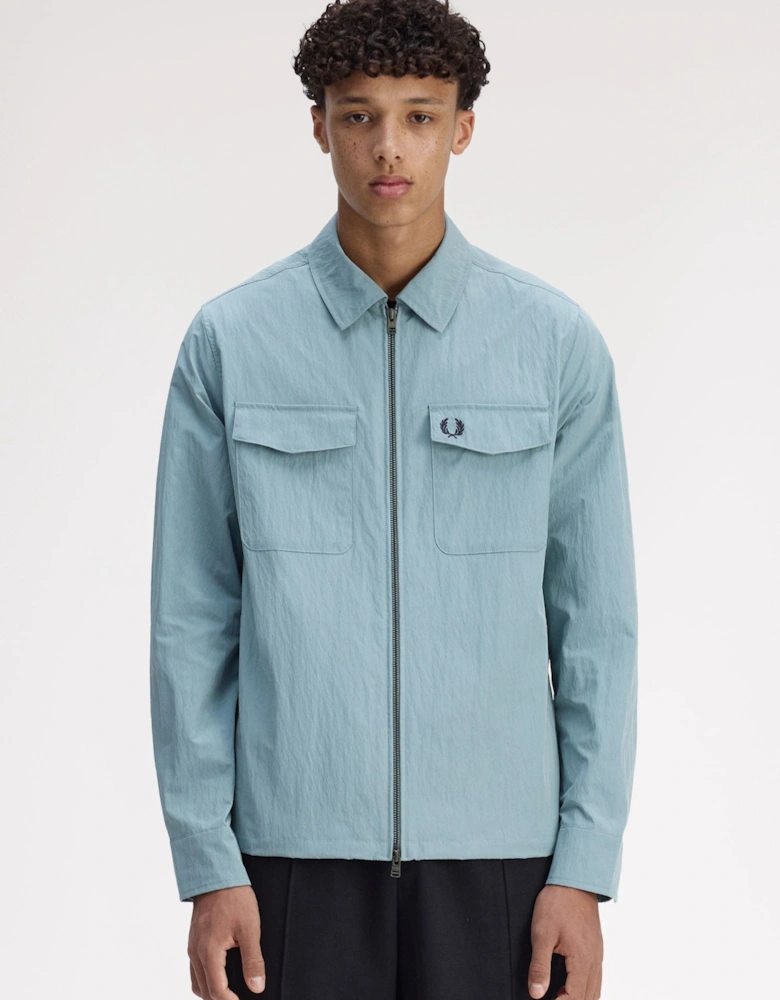 M5684 Zip Through Overshirt - Stockport Blue