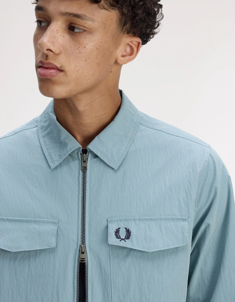 M5684 Zip Through Overshirt - Stockport Blue