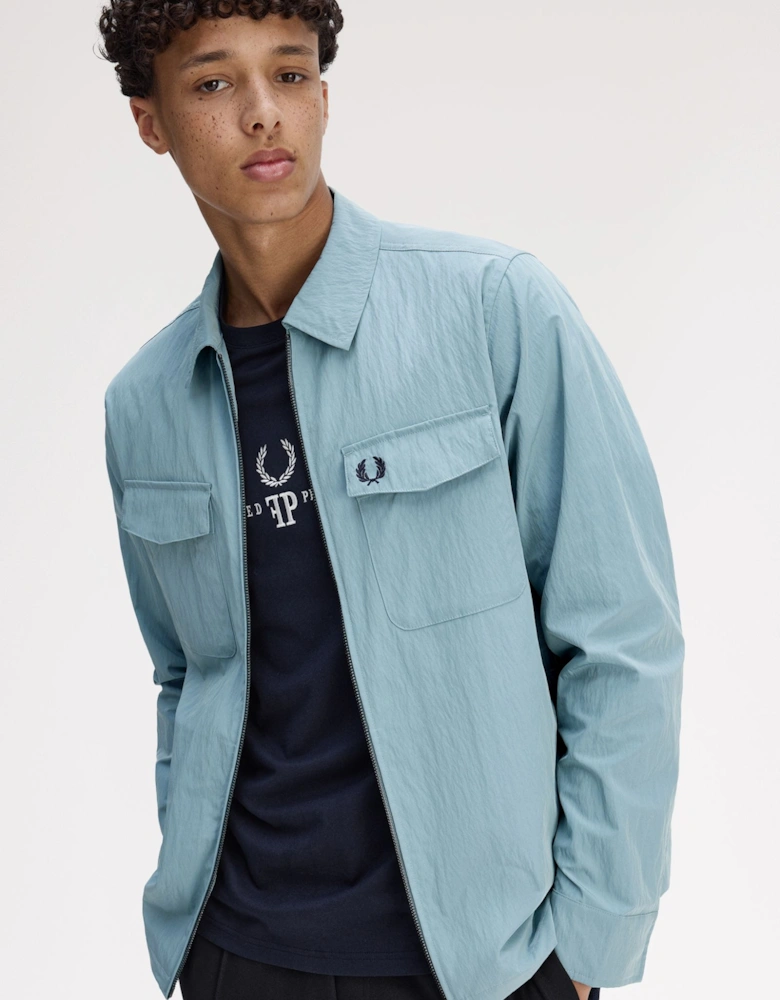 M5684 Zip Through Overshirt - Stockport Blue