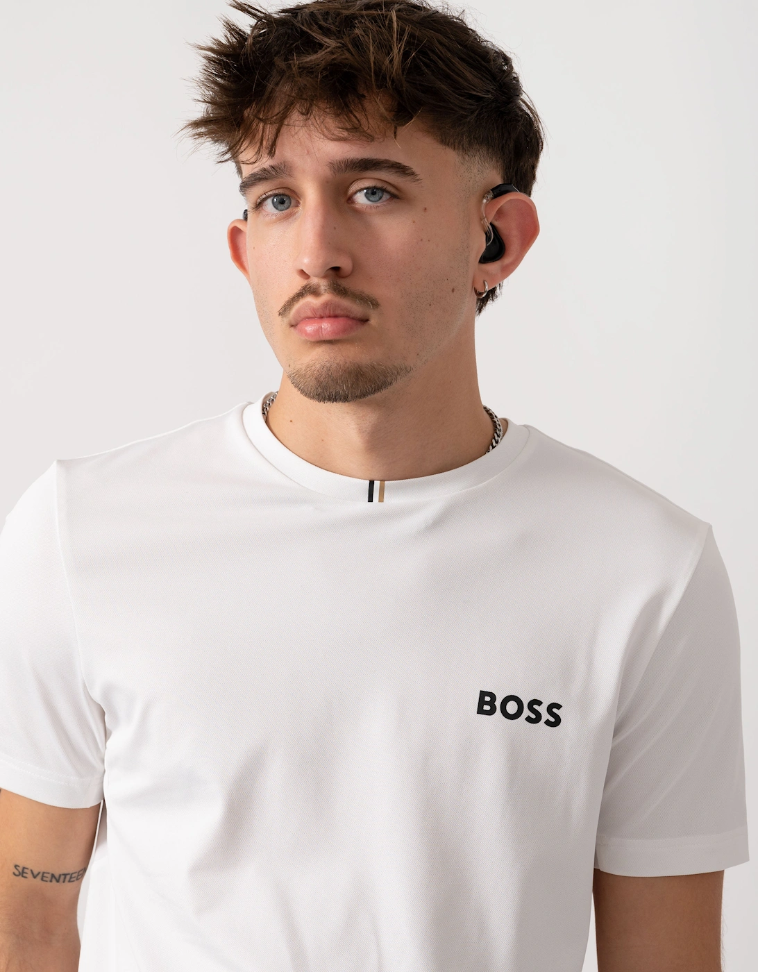 BOSS Green x Matteo Berrettini T-Shirt with Moisture-Wicking Piqué - White 100