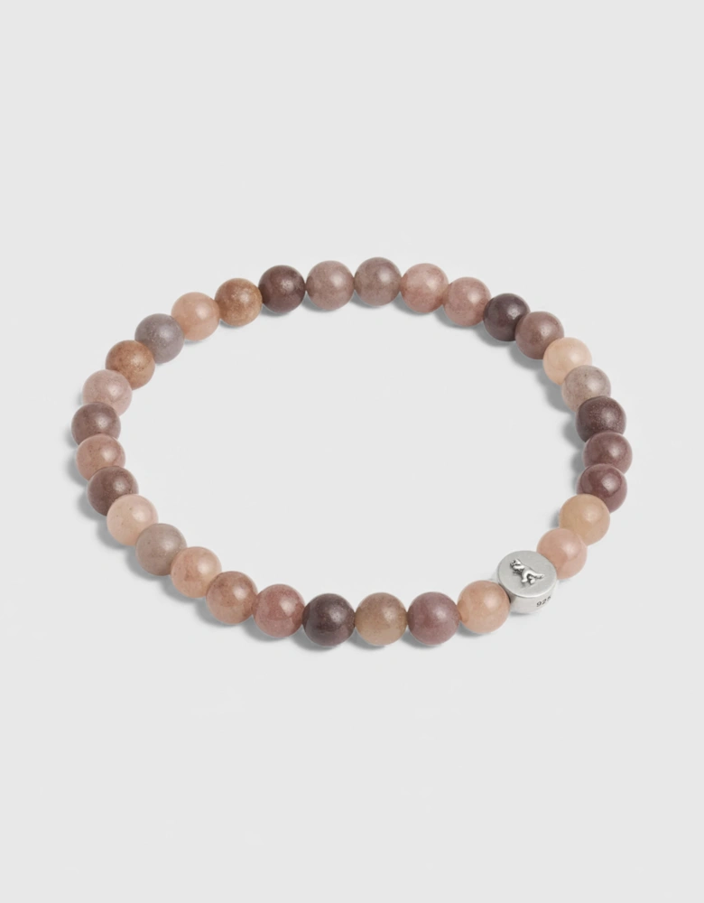 Signature Jade Bead Stretch Bracelet Brown