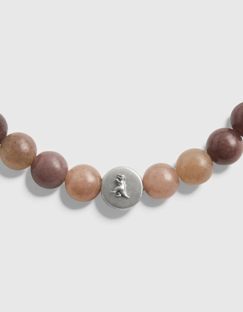 Signature Jade Bead Stretch Bracelet Brown