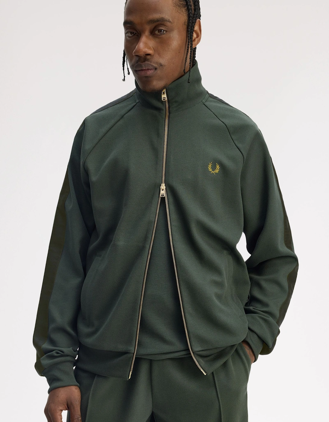 J1334 Dash Taped Track Jacket - Court Green