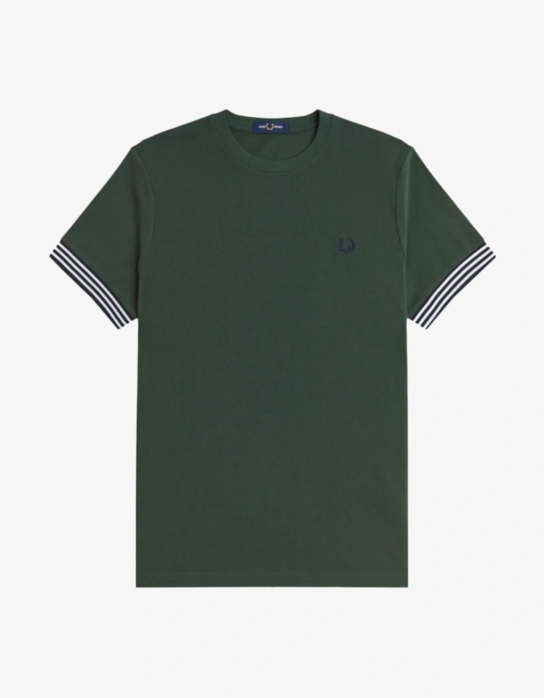 M7707 Striped Cuff T-Shirt - Court Green