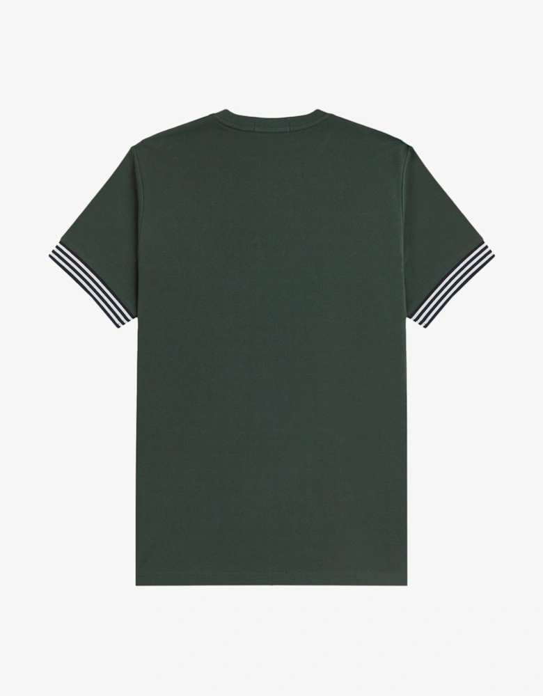 M7707 Striped Cuff T-Shirt - Court Green