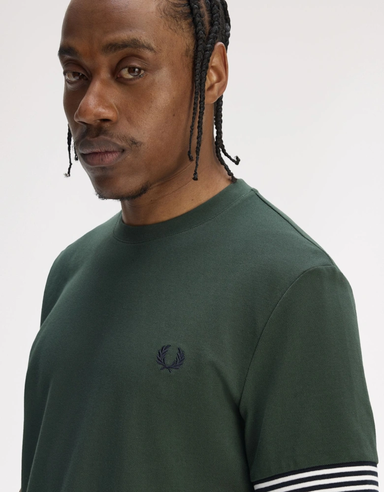 M7707 Striped Cuff T-Shirt - Court Green