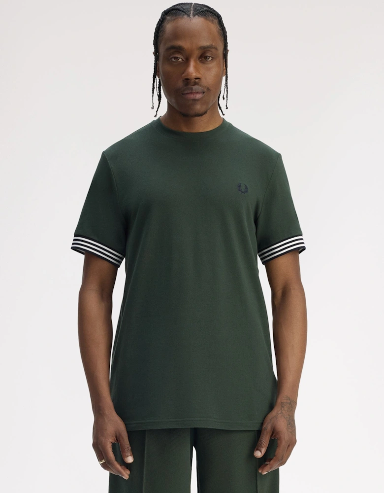 M7707 Striped Cuff T-Shirt - Court Green