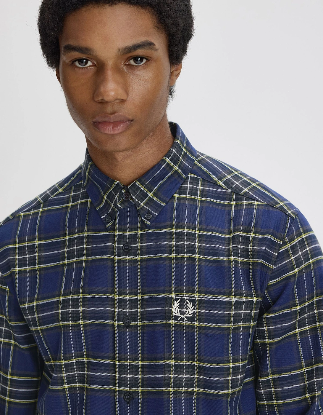 M1752 Brushed Twill Tartan Shirt - French Navy