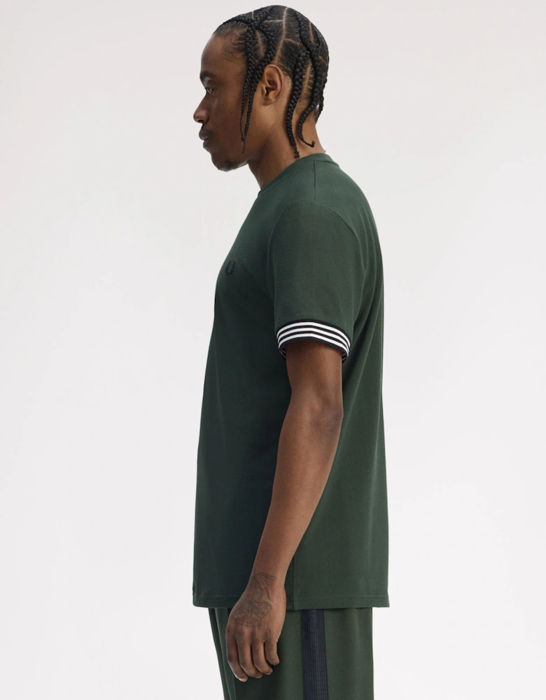 M7707 Striped Cuff T-Shirt - Court Green