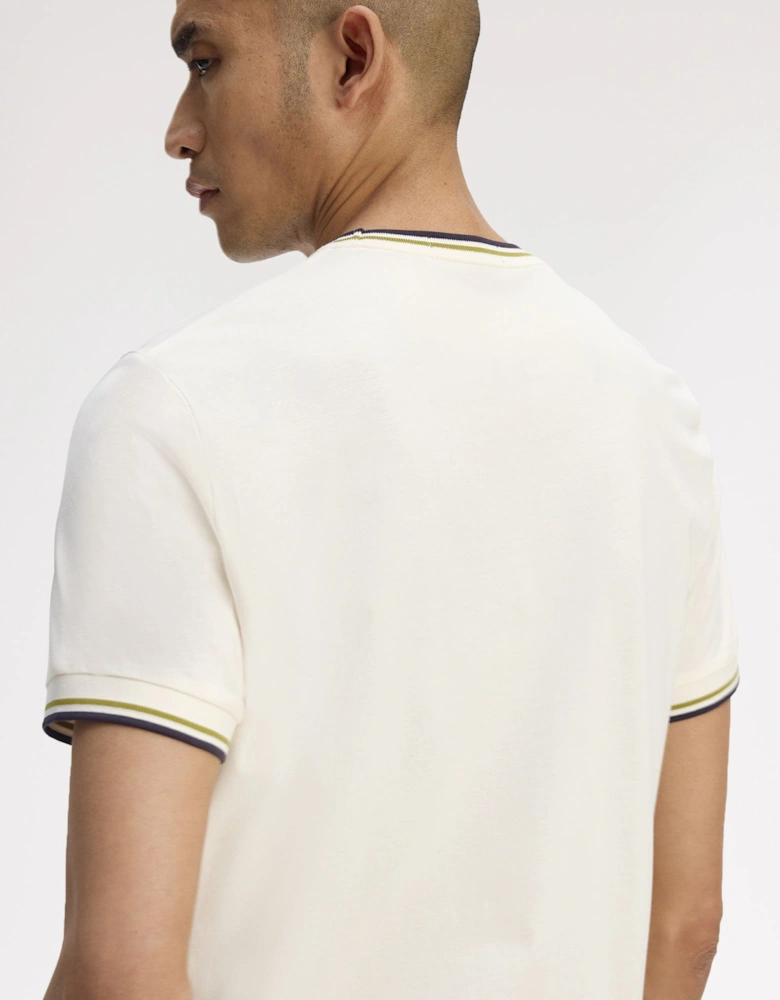 M1588V Twin Tipped T-Shirt - Ecru/Tennis Ball Yellow/Anchor Grey