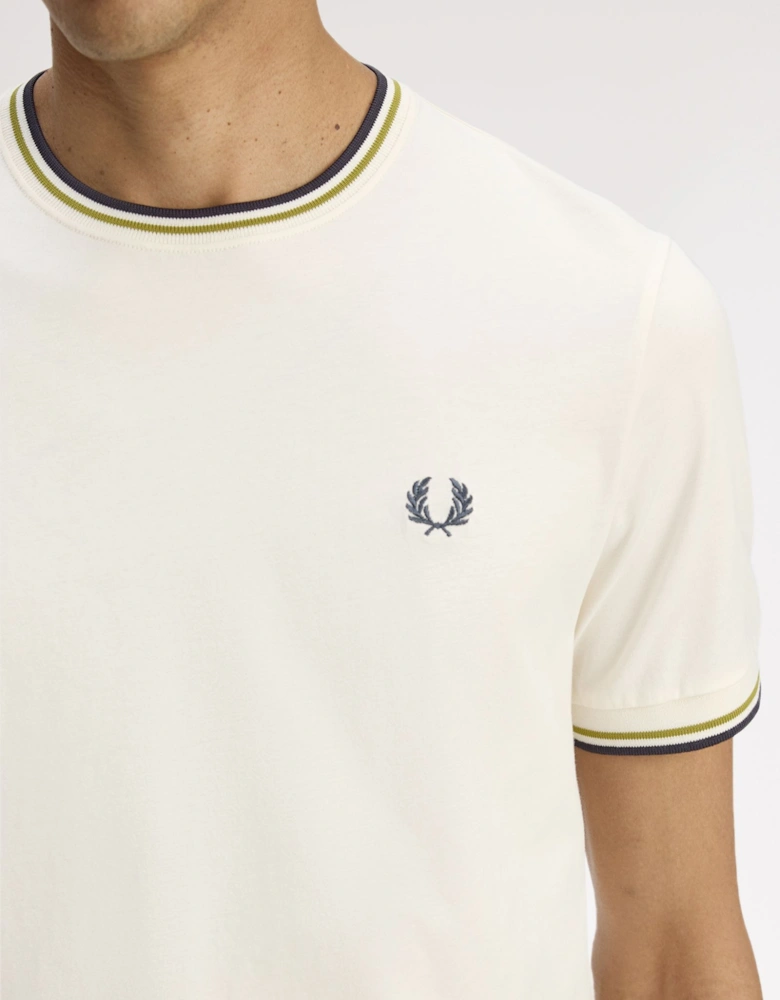 M1588V Twin Tipped T-Shirt - Ecru/Tennis Ball Yellow/Anchor Grey
