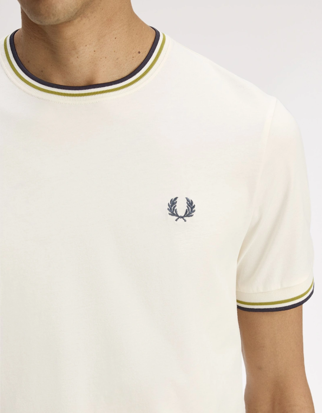 M1588V Twin Tipped T-Shirt - Ecru/Tennis Ball Yellow/Anchor Grey