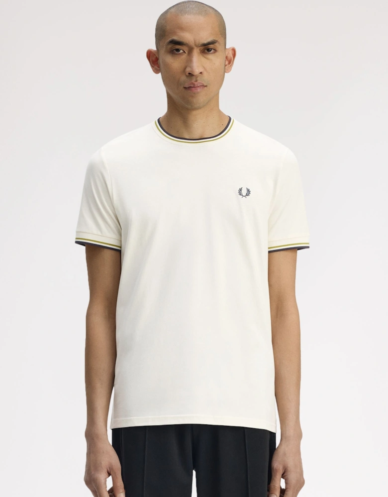 M1588V Twin Tipped T-Shirt - Ecru/Tennis Ball Yellow/Anchor Grey