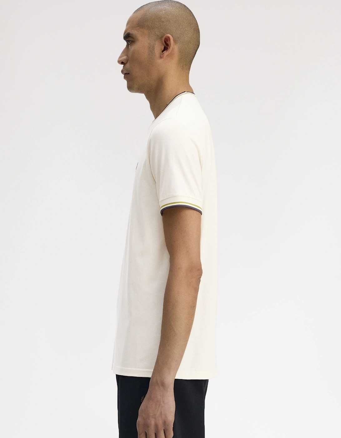 M1588V Twin Tipped T-Shirt - Ecru/Tennis Ball Yellow/Anchor Grey