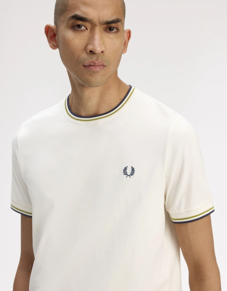 M1588V Twin Tipped T-Shirt - Ecru/Tennis Ball Yellow/Anchor Grey